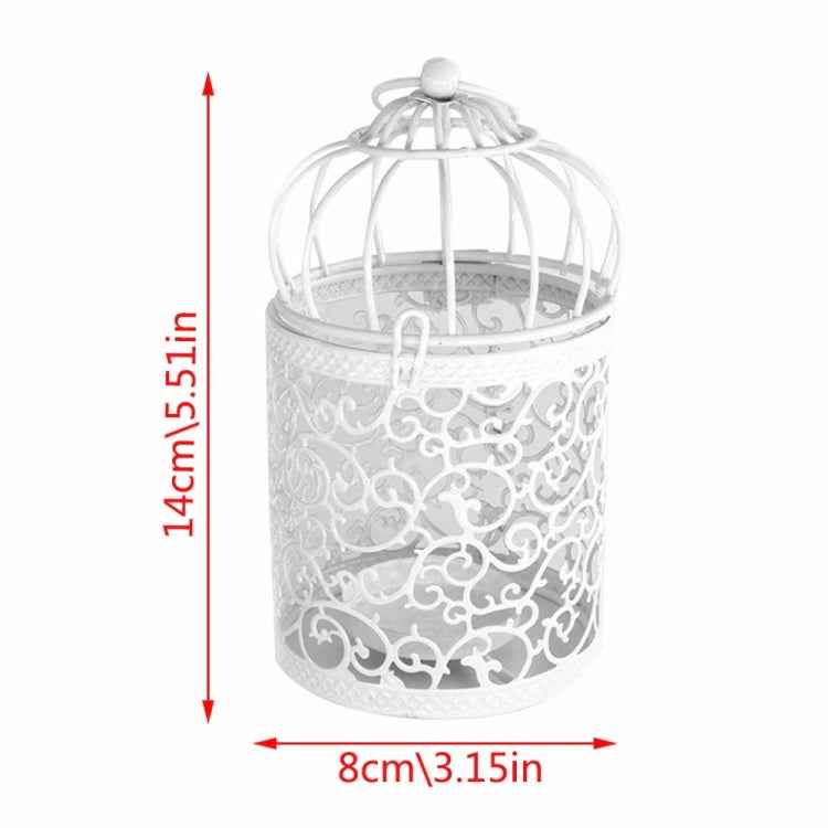 Antique Creative Bird Cage Candlestick Wrought Iron Ornaments Hollow Flower Pattern Home Decoration Crafts