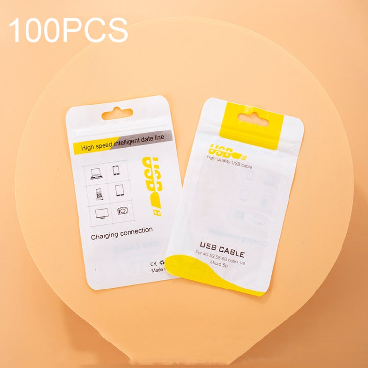 100 PCS Data Cable Packaging Bag Plastic Sealing Bag, 10.5x15cm, 8x14cm
