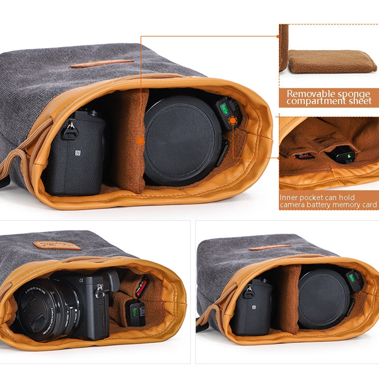 S.C.COTTON Liner Bag Waterproof Digital Protection Portable SLR Lens Bag Micro Single Camera Bag Photography Bag, Beige L, Carbon Black L, Gray L, Beige M, Carbon Black M, Gray M, Beige S, Carbon Black S, Gray S