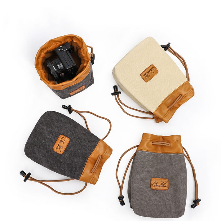 S.C.COTTON Liner Bag Waterproof Digital Protection Portable SLR Lens Bag Micro Single Camera Bag Photography Bag, Beige L, Carbon Black L, Gray L, Beige M, Carbon Black M, Gray M, Beige S, Carbon Black S, Gray S