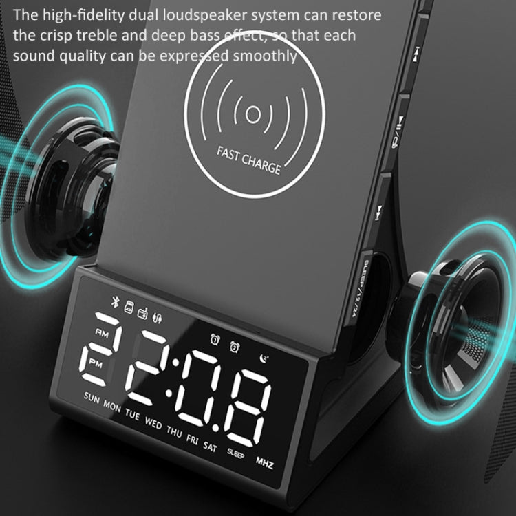 X7 Multifunctional Wireless Charging Bluetooth Speaker with Alarm Clock & Radio & Remote Control, US Plug, UK Plug, EU Plug