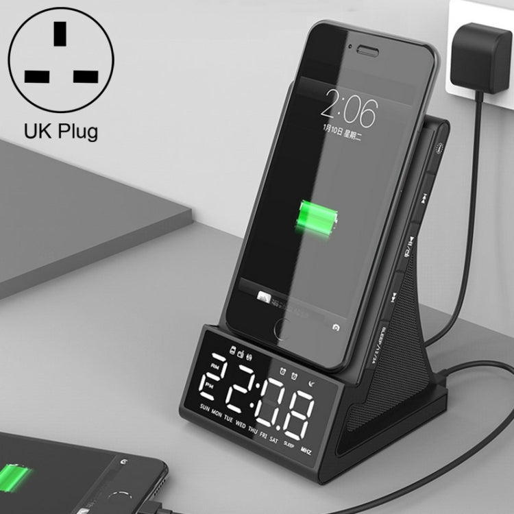 X7 Multifunctional Wireless Charging Bluetooth Speaker with Alarm Clock & Radio & Remote Control, US Plug, UK Plug, EU Plug
