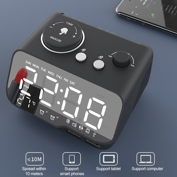 M9 Wireless Bluetooth Speaker Multifunctional Desktop Alarm Clock Support TF Card & U Disk & AUX, US Plug, EU Plug, UK Plug