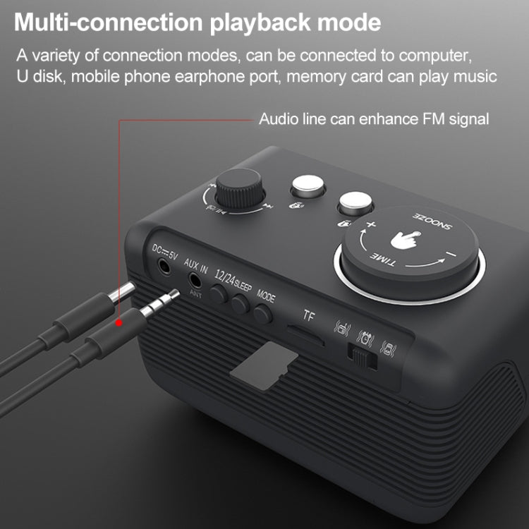 M9 Wireless Bluetooth Speaker Multifunctional Desktop Alarm Clock Support TF Card & U Disk & AUX, US Plug, EU Plug, UK Plug