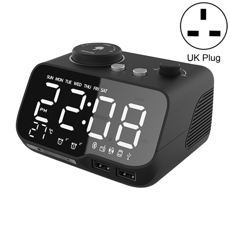M9 Wireless Bluetooth Speaker Multifunctional Desktop Alarm Clock Support TF Card & U Disk & AUX, US Plug, EU Plug, UK Plug