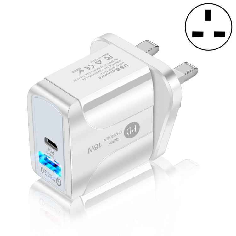 18W PD + QC 3.0 Fast Charge Travel Charger Power Adapter With LED Indication Function