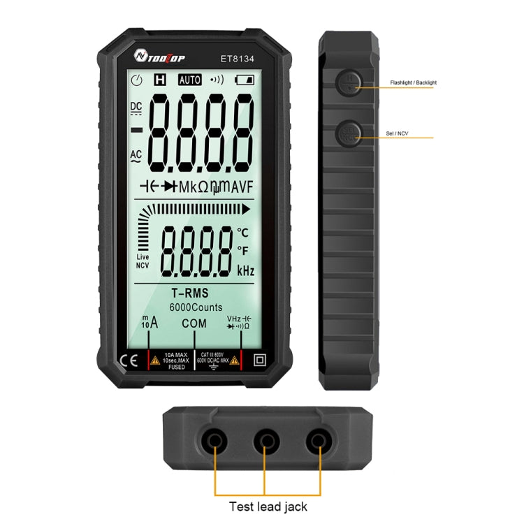 TOOLTOP ET8134 4.7 Inch LCD Full-Screen Multimeter With Color Change Alarm Function, ET8134