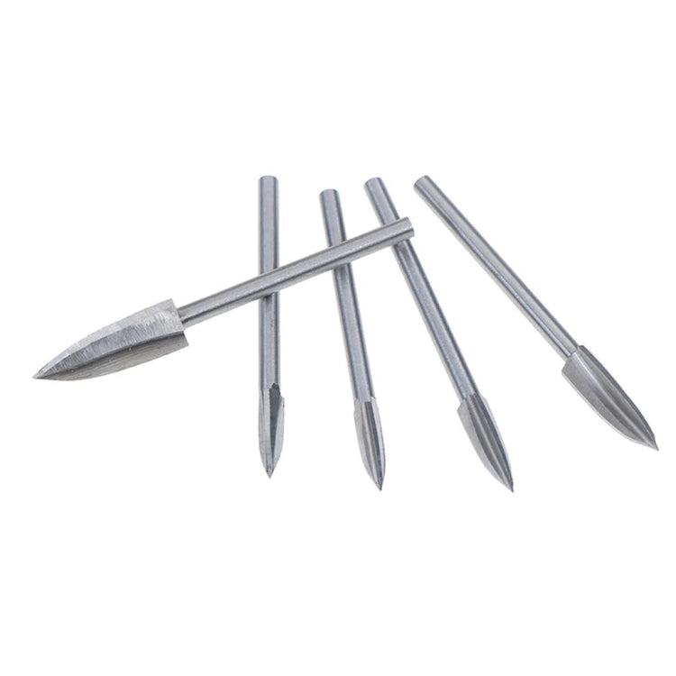 5 PCS / Set Woodworking White Steel Pointed Three-Blade Engraving Milling Cutter Electric Engraving Knife