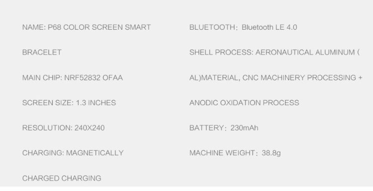 P68 Smart Watches Heart Rate Monitor Blood Pressure Activity Tracker for Xiaomi Band 3 Huawei Color Band 2, TBD056989501A, TBD056989501B, TBD056989501C, TBD056989501D, TBD056989501E, TBD056989501F, TBD056989501G