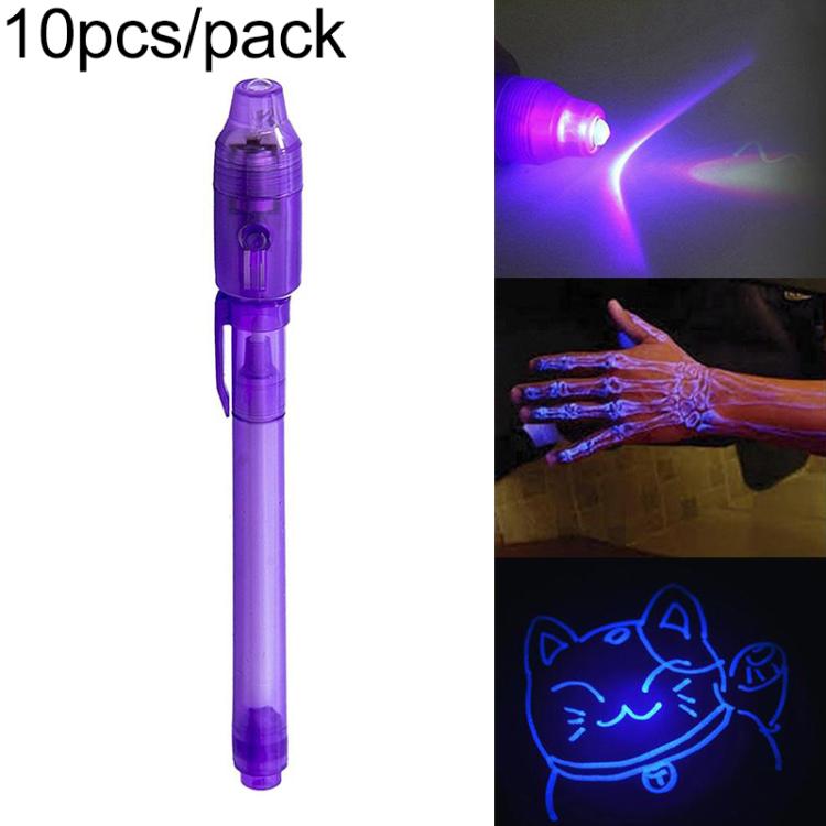 10 PCS Creative Magic UV Light Invisible Ink Pen Marker Pen
