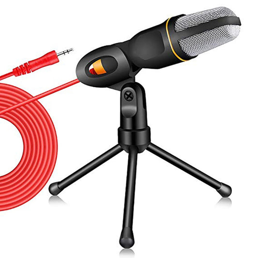SF-666 Computer Voice Microphone With Adapter Cable Anchor Mobile Phone Video Wired Microphone With Bracketcket, White, Golden, Blue, Black