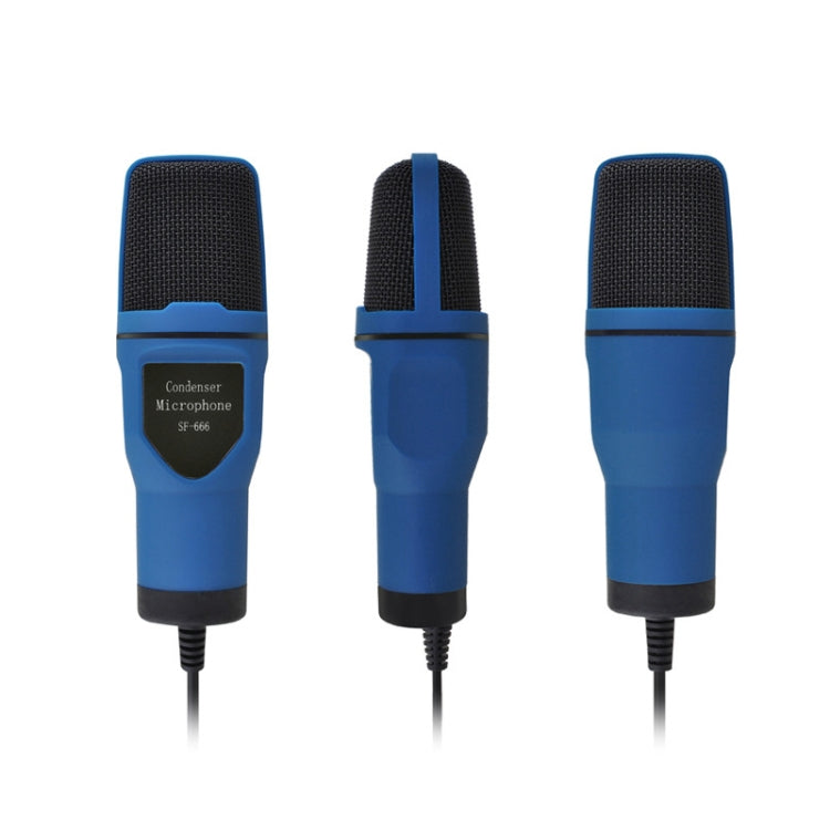 SF-666 Computer Voice Microphone With Adapter Cable Anchor Mobile Phone Video Wired Microphone With Bracketcket, White, Golden, Blue, Black