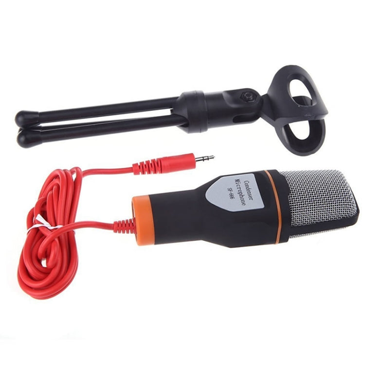 SF-666 Computer Voice Microphone With Adapter Cable Anchor Mobile Phone Video Wired Microphone With Bracketcket, White, Golden, Blue, Black