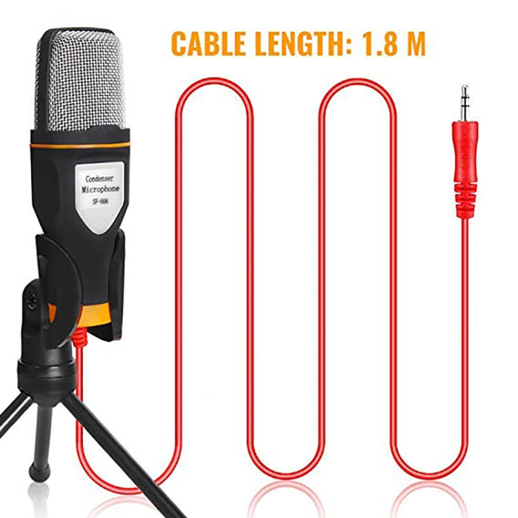 SF-666 Computer Voice Microphone With Adapter Cable Anchor Mobile Phone Video Wired Microphone With Bracketcket, White, Golden, Blue, Black