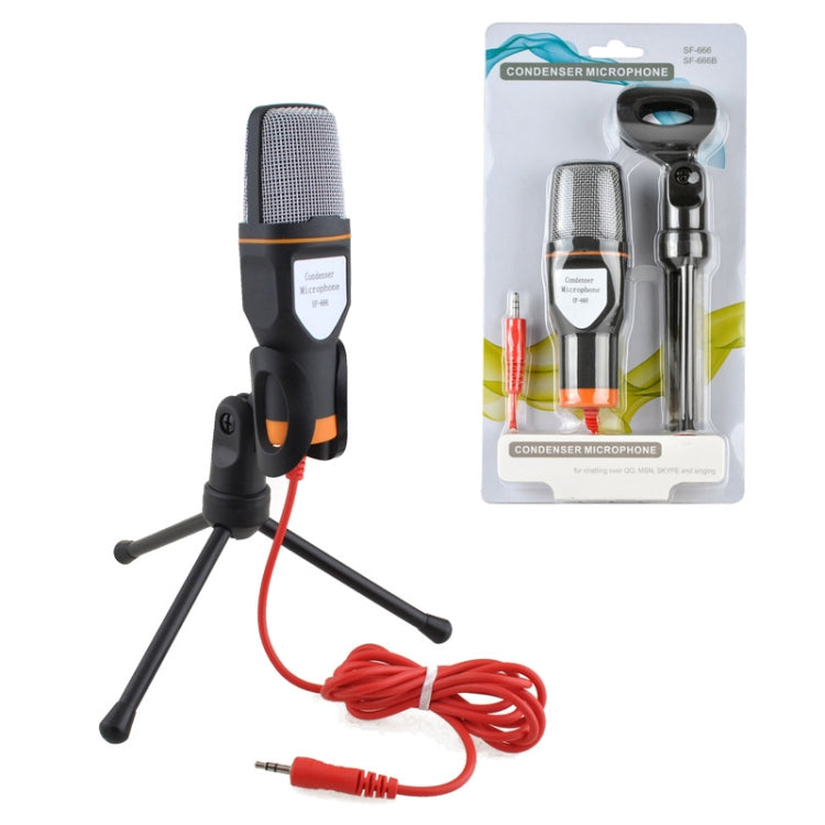 SF-666 Computer Voice Microphone With Adapter Cable Anchor Mobile Phone Video Wired Microphone With Bracketcket, White, Golden, Blue, Black