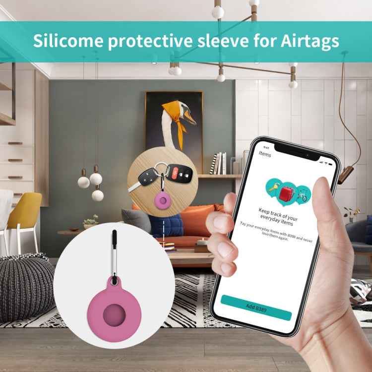 4 PCS Round Shape Shockproof Anti-scratch Silicone Protective Case with Carabiner for Airtag