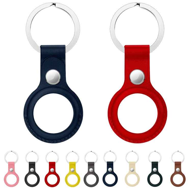 Anti-scratch Top-layer Cowhide Leather Protective Cover with Hanging Buckle for Airtag