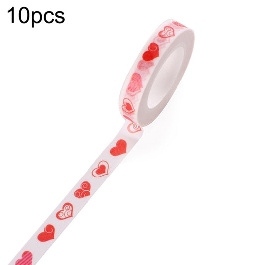 10pcs Paper Tape Hand Ledger Decoration Sticker, 8mmx10m, Red Love SM-11, Black Scissors SM-12, Colorful Clip SM-13, Colorful Fish SM-14, Weather SM-15, Clip Needle SM-16, Love English SM-18, Fresh Strawberry SM-19, Snowflake SM-20, Pencil SM-21       ...