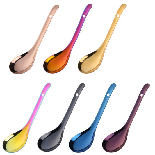 304 Stainless Steel Rice Spoon Household Thickened Large Soup Spoon,Random Color Delivery, Large Soup Spoon