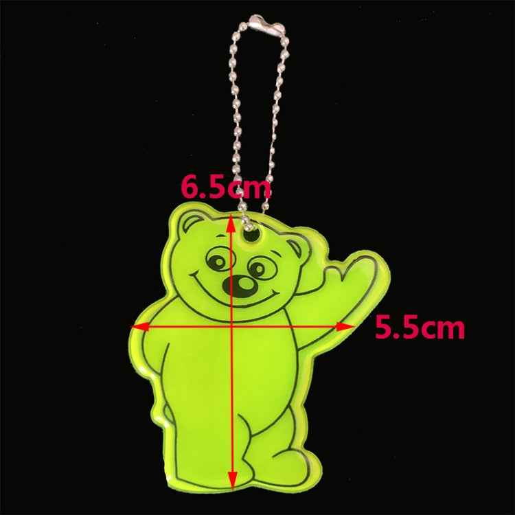 2pcs Bear Type Waterproof Reflective Pendant Schoolbag Ornaments Night Riding Traffic Safety Reflector Random Colour Delivery