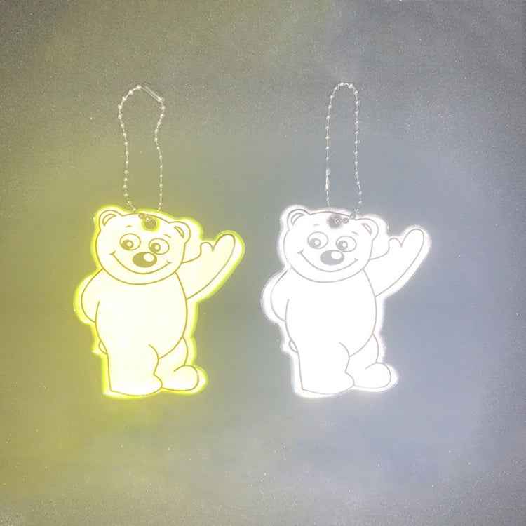 2pcs Bear Type Waterproof Reflective Pendant Schoolbag Ornaments Night Riding Traffic Safety Reflector Random Colour Delivery