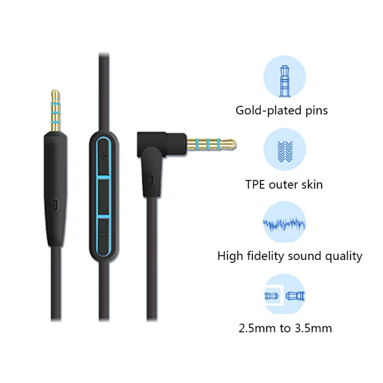 3 PCS 3.5mm to 2.5mm Audio Cable For Bose QC25/QC35/OE2, Length: 1.4m