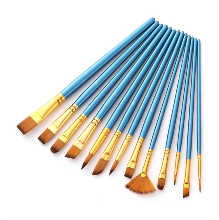Zhu Ting Student Nylon Wool Multifunctional Watercolor Brush, 13 PCS/Set Pearl Blue, 13 PCS/Set Pearl White