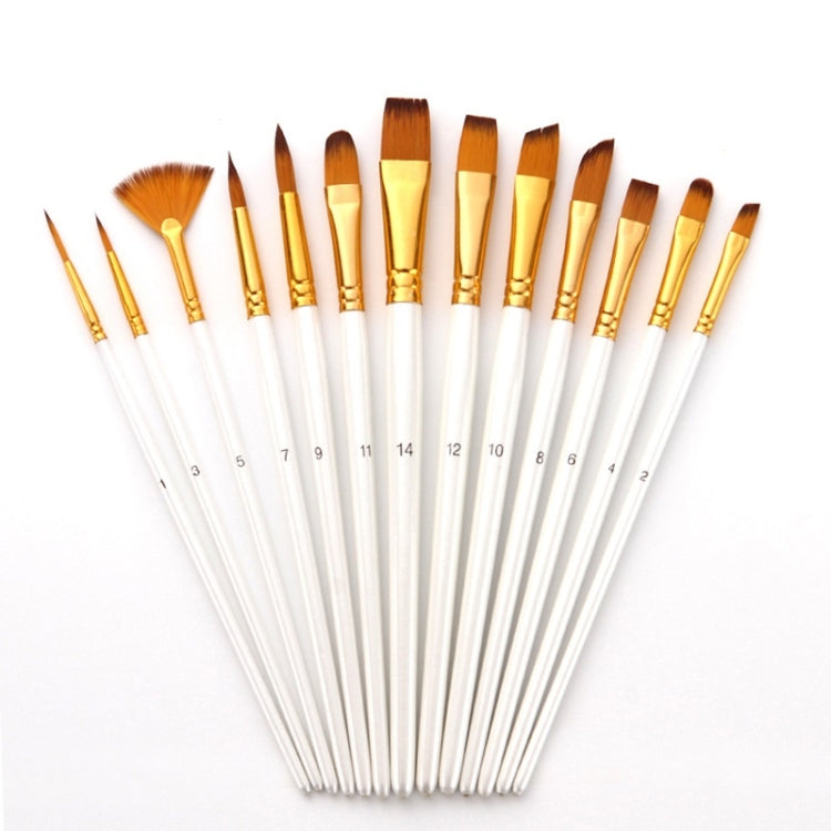 Zhu Ting Student Nylon Wool Multifunctional Watercolor Brush, 13 PCS/Set Pearl Blue, 13 PCS/Set Pearl White