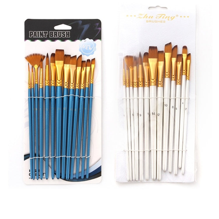 Zhu Ting Student Nylon Wool Multifunctional Watercolor Brush, 13 PCS/Set Pearl Blue, 13 PCS/Set Pearl White
