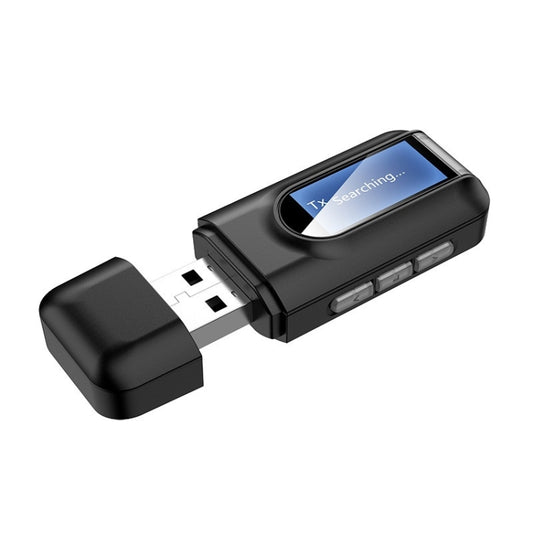 T11 2 In 1 USB Bluetooth 5.0 Transmitter And Receiver Audio Adapter With LCD Screen（Black）, T11