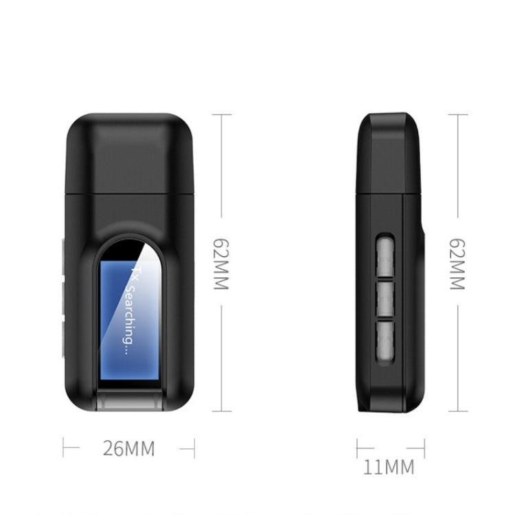 T11 2 In 1 USB Bluetooth 5.0 Transmitter And Receiver Audio Adapter With LCD Screen（Black）, T11
