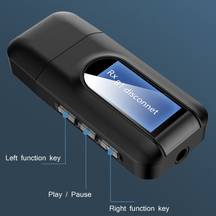 T11 2 In 1 USB Bluetooth 5.0 Transmitter And Receiver Audio Adapter With LCD Screen（Black）, T11