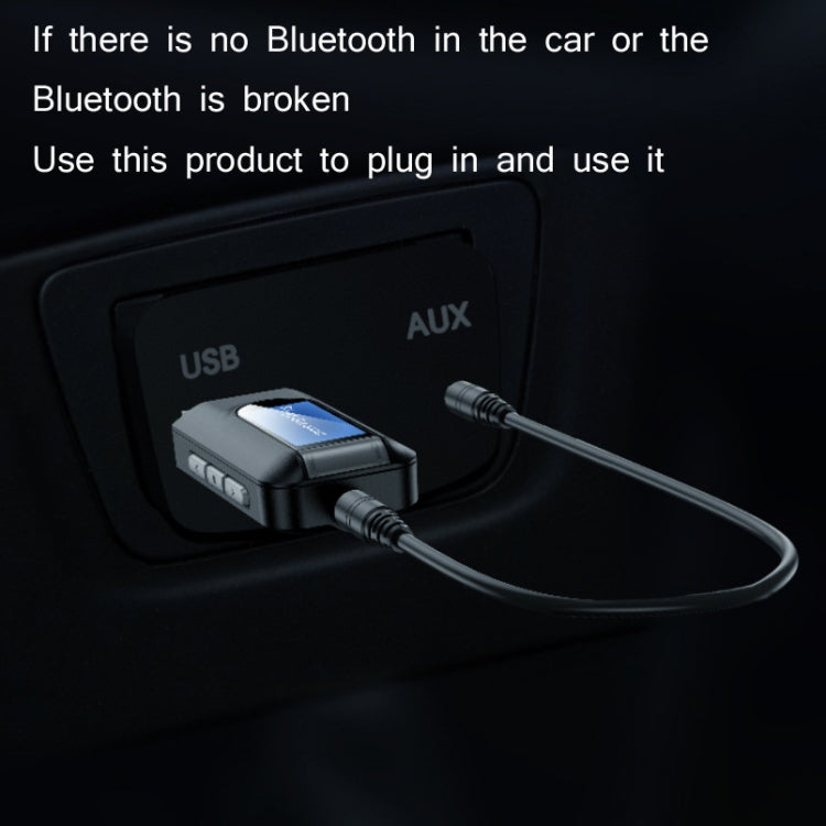 T11 2 In 1 USB Bluetooth 5.0 Transmitter And Receiver Audio Adapter With LCD Screen（Black）, T11