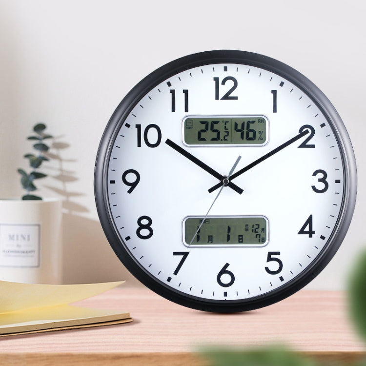 13 Inch Dual-screen LED Display Wall Clock Living Room Temperature And Humidity Calendar Multi-function Clock, Dual-screen LED Display Wall Clock