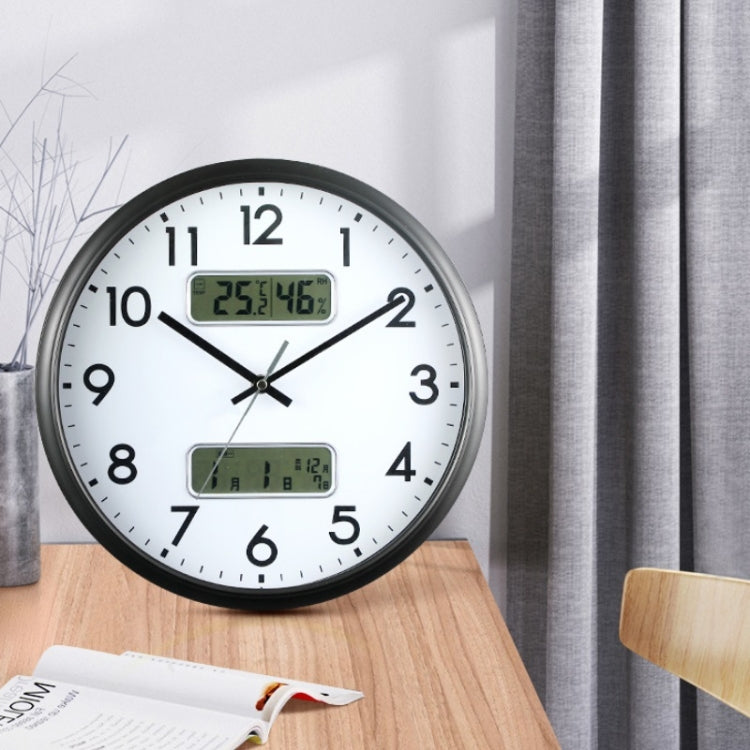 13 Inch Dual-screen LED Display Wall Clock Living Room Temperature And Humidity Calendar Multi-function Clock, Dual-screen LED Display Wall Clock