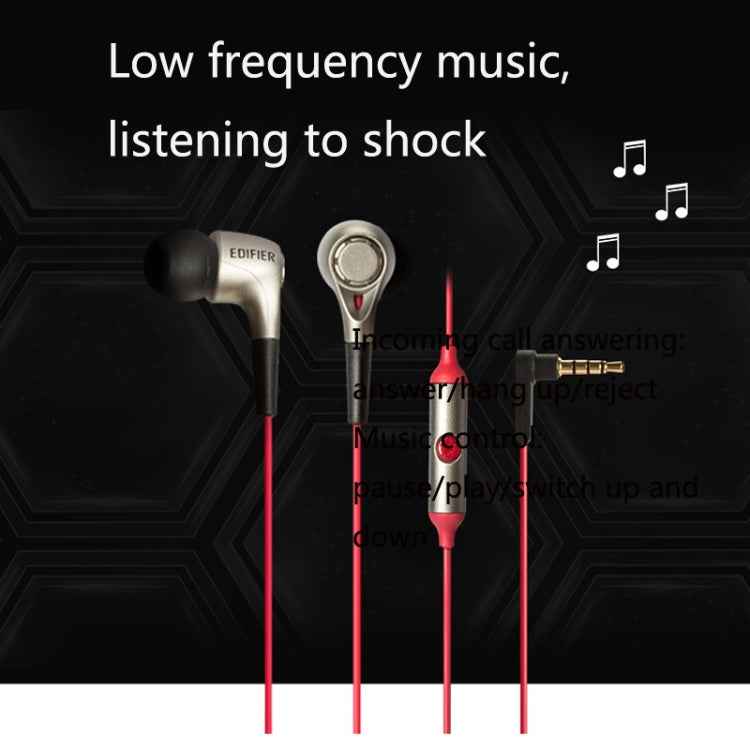 Edifier H230P In-Ear Subwoofer 3.5mm Wire-Controlled Sports Earphone With Microphone, Cable Length:1.3m