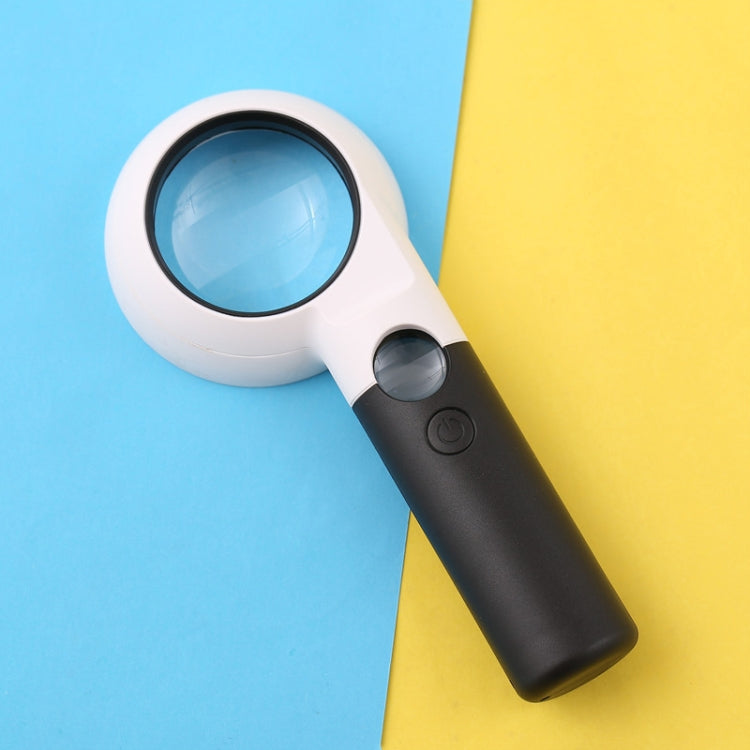 CH55-8L Hand-Held With LED Lamp Magnifier Double Lens 7 Times / 20 Times Portable Magnifying Glass, CH55-8L