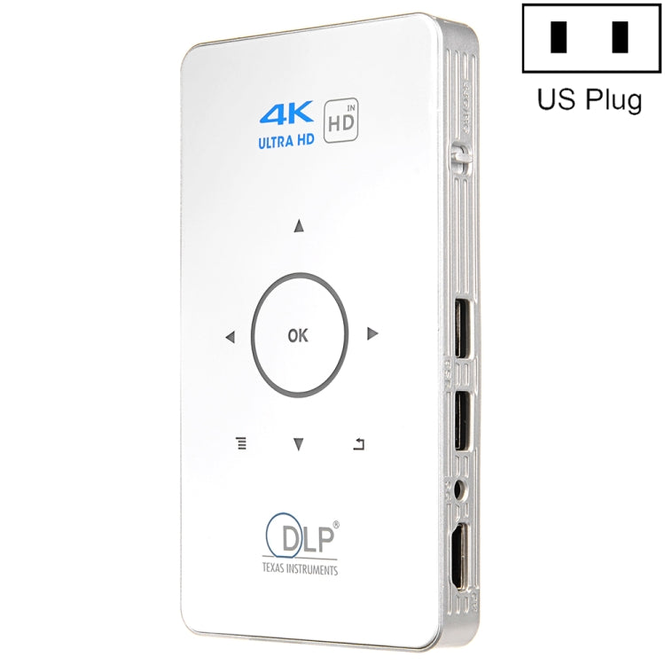 C6 1G+8G Android System Intelligent DLP HD Mini Projector Portable Home Mobile Phone Projector，, US Plug  (Black), EU Plug (Black), UK Plug (Black), AU Plug (Black), US Plug (White), EU Plug (White), UK Plug (White), AU Plug (White)