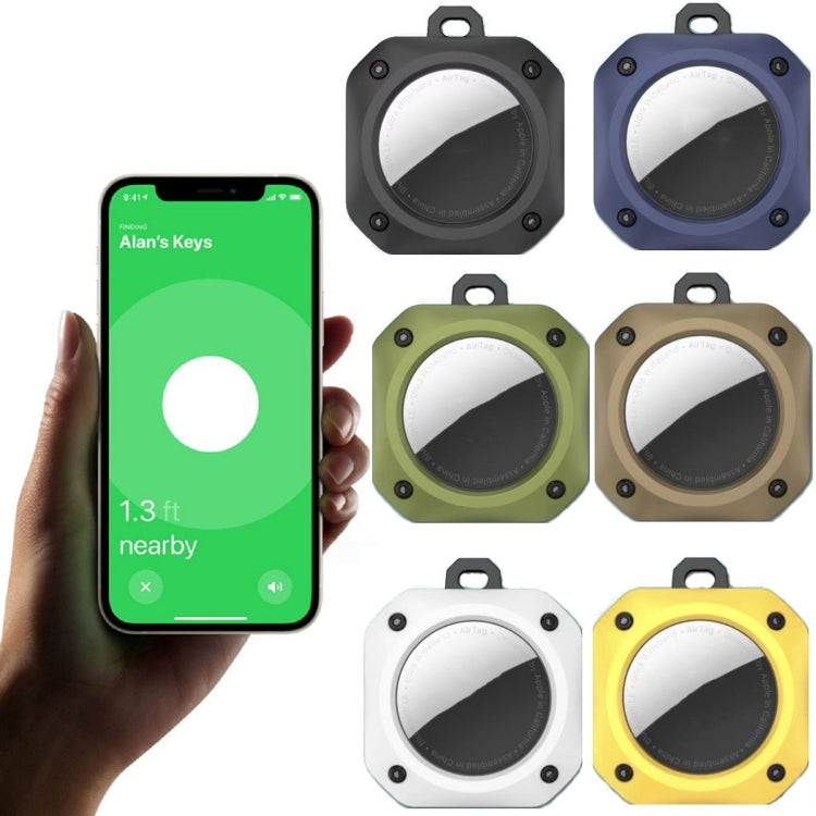 2 PCS For AirTag 2nd Gen / AirTag 1st Gen Positioning Tracker Anti-Drop Anti-Lost Case Printing Protective Case, Yellow, White, Brown, Green, Blue, Black