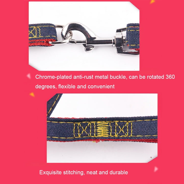 BG-Q1025 Leash+Chest Strap+Collar Thickened Strong Denim Pet Dog Leash Set