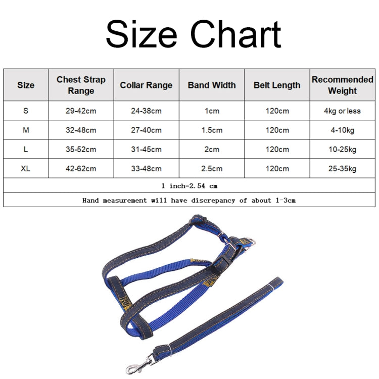 BG-Q1025 Leash+Chest Strap+Collar Thickened Strong Denim Pet Dog Leash Set