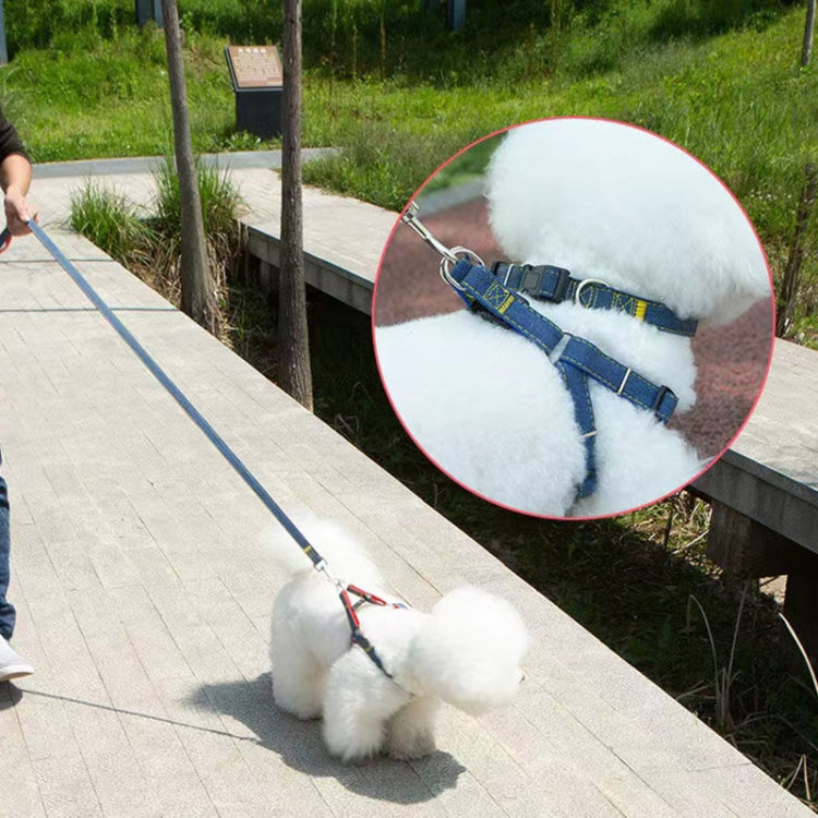 BG-Q1025 Leash+Chest Strap+Collar Thickened Strong Denim Pet Dog Leash Set