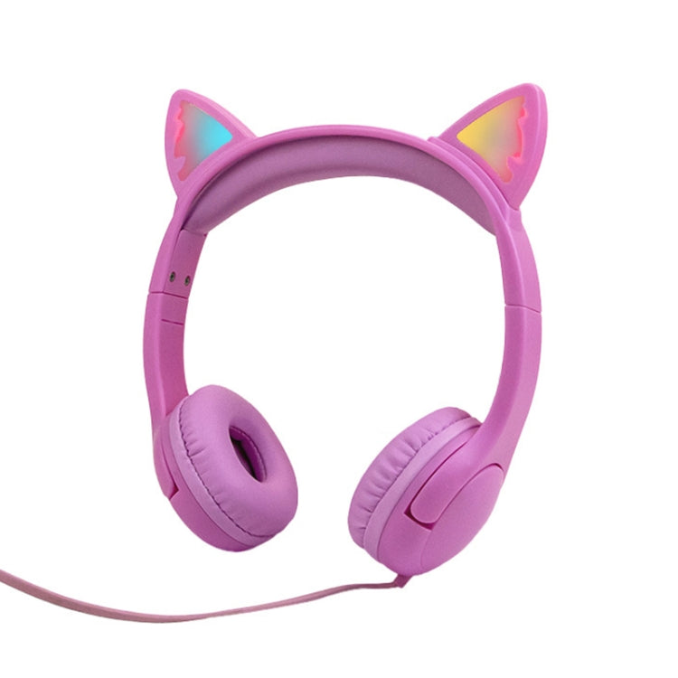 LX-K06 3.5mm Wired Children Learning Luminous Cat Ear Headset, Cable Length: 1.2m, Pink, Purple, Blue, Orange