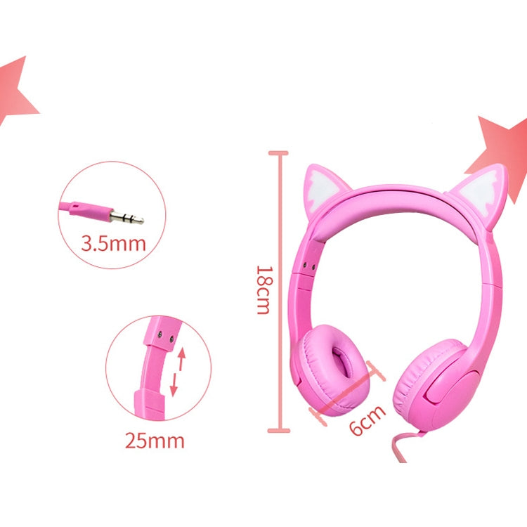LX-K06 3.5mm Wired Children Learning Luminous Cat Ear Headset, Cable Length: 1.2m, Pink, Purple, Blue, Orange