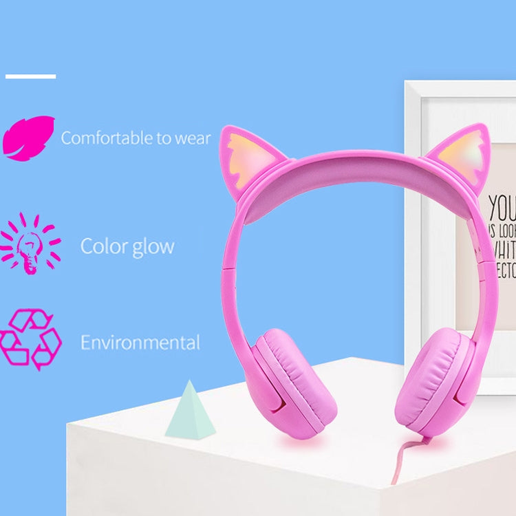 LX-K06 3.5mm Wired Children Learning Luminous Cat Ear Headset, Cable Length: 1.2m, Pink, Purple, Blue, Orange