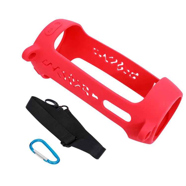 P401 For JBL Pulse4 Portable Shockproof Silicone Protective Case with Carabiner & Lanyard