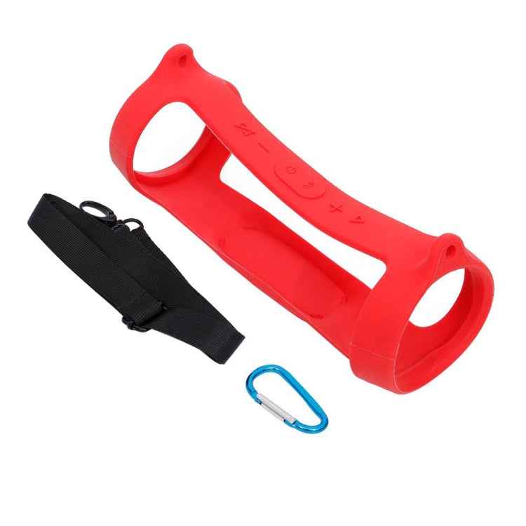 For JBL Charge 4 Bluetooth Speaker Portable Silicone Protective Cover with Shoulder Strap & Carabiner