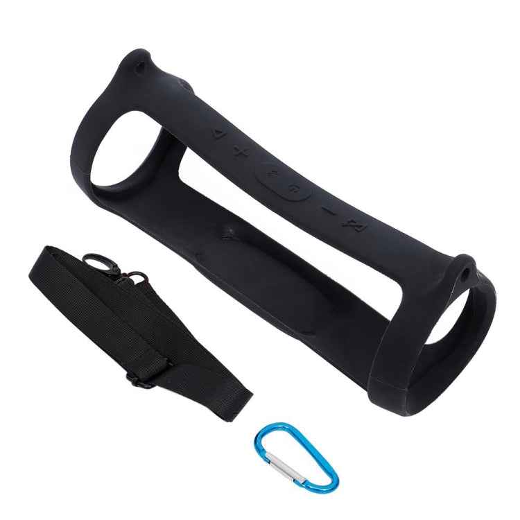 For JBL Charge 4 Bluetooth Speaker Portable Silicone Protective Cover with Shoulder Strap & Carabiner
