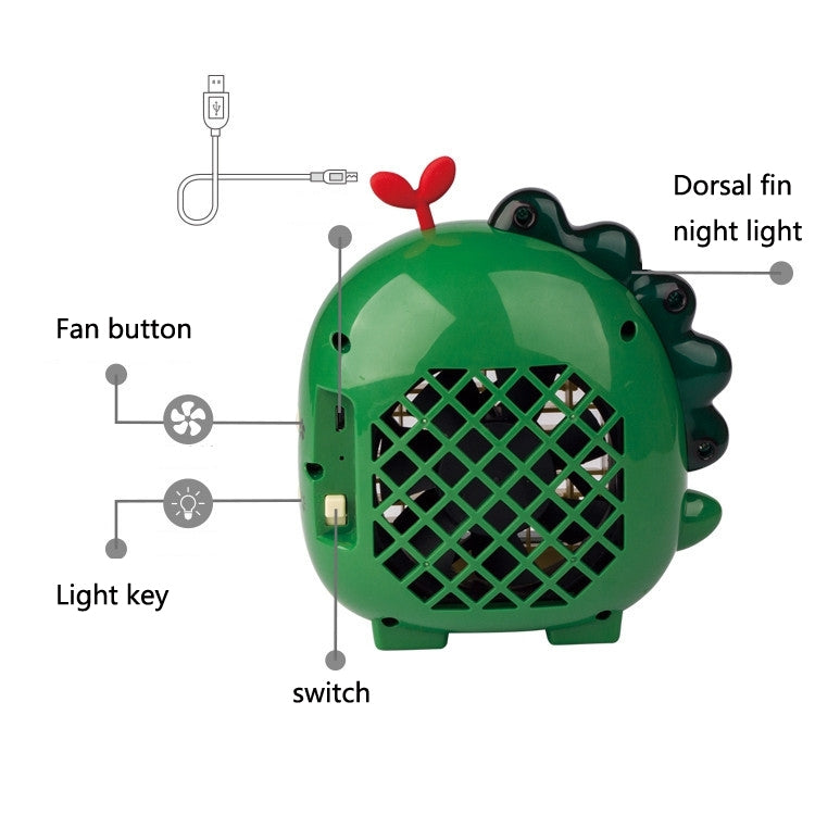 A9 Desktop Dinosaur Fan USB Mini Large Wind Fan, Green, Yellow, Pink