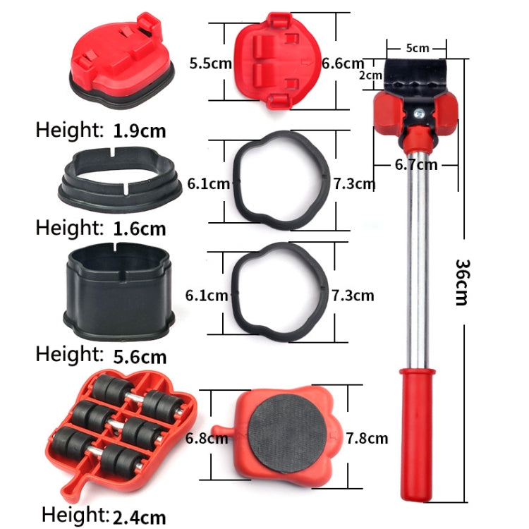 Mover Adjustable Height Moving Tool Set With Pry Type Heavy Furniture Moving Roller, 13 PCS / Set, 5 PCS / Set